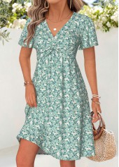 Sage Green Ditsy Floral Print Short Twist Dress | thumb picture 