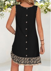 Black Tribal Print Short Patchwork Sleeveless Round Neck Dress | thumb picture 