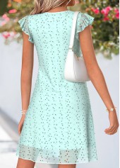 Mint Green Polka Dot Short Shirred V Neck Dress | thumb picture 
