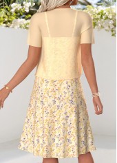 Light Yellow Ditsy Floral Print Two-piece Dress and Cardigan | thumb picture 