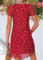 Red Polka Dot Short Layered Round Neck Dress | thumb picture 