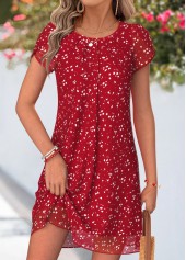 Red Polka Dot Short Layered Round Neck Dress | thumb picture 