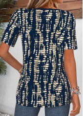 Navy Polka Dot Curved Hem Short Sleeve T Shirt | thumb picture 