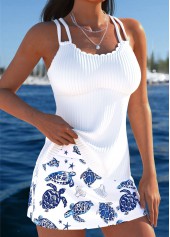 White Mid Waisted Lace Up Tankini Set | thumb picture 