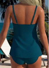 Peacock Blue Mid Waisted Layered Tankini Set | thumb picture 