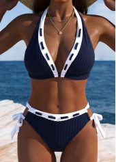 Navy Low Waisted Lace Up Bikini Set
