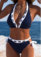 Navy Low Waisted Lace Up Bikini Set | thumb picture 