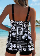 Black Lace Up Plants Print Tankini Top-No Bottom | thumb picture 