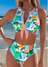 Multi Color Mid Waisted Two-piece Landscape Print Bikini Set | thumb picture 