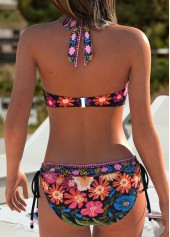 Black Mid Waisted Patchwork Floral Print Bikini Set | thumb picture 