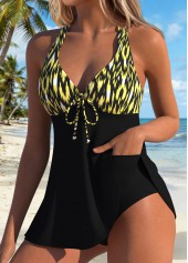 Black Tie Graffiti Print One Piece Swimdress | thumb picture 