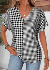 Black Plaid Tummy Coverage Short Sleeve T Shirt | thumb picture 