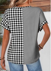 Black Plaid Tummy Coverage Short Sleeve T Shirt | thumb picture 
