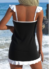 Black Ruffle Mid Waisted Tankini Set | thumb picture 