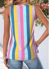 Multi Color Patchwork Sleeveless V Neck Tank Top | thumb picture 