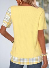 Yellow Plaid Fake 2in1 Short Sleeve T Shirt | thumb picture 