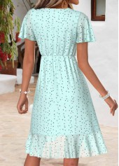 Light Green Polka Dot Short Layered V Neck Dress | thumb picture 