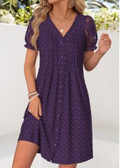 Purple Short Frill V Neck Dress