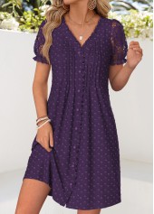 Purple Short Frill V Neck Dress | thumb picture 