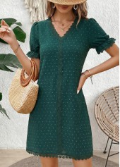 Turquoise Short Scalloped Hem V Neck Dress | thumb picture 