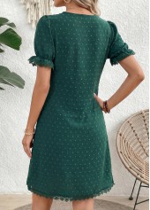 Turquoise Short Scalloped Hem V Neck Dress | thumb picture 