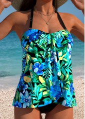 Multi Color Mid Waisted Cross Hem Tankini Set | thumb picture 