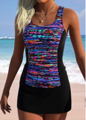Black Mid Waisted Ruched/shirred Ombre Tankini Set | thumb picture 