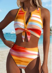 Multi Color Mid Waisted Bowknot Ombre Bikini Set | thumb picture 