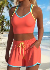 Coral Mid Waisted Layered Bikini Set | thumb picture 