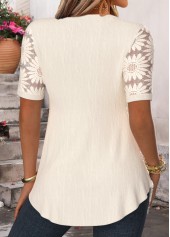 Beige Patchwork Short Sleeve Fake Two Piece Twinset | thumb picture 