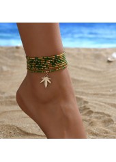 Green Color Seed Beads Detail Anklets