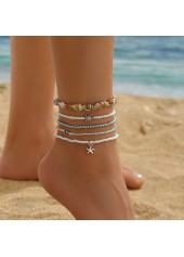 Golden Round Starfish Alloy Beaded Anklets | thumb picture 