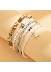 Golden Round Starfish Alloy Beaded Anklets | thumb picture 