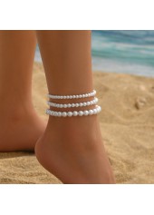 White Color Round Pearl Detail Anklets | thumb picture 