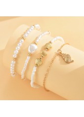 Golden Shell Alloy Beaded Anklet Set | thumb picture 