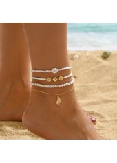 Golden Shell Alloy Beaded Anklet Set | thumb picture 