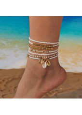 Golden Color Round Alloy Detail Anklets