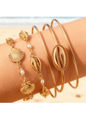 Golden Color Shell Iron Detail Bangles