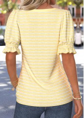 Light Yellow Curved Hem Half Sleeve T Shirt | thumb picture 