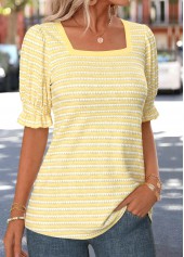 Light Yellow Curved Hem Half Sleeve T Shirt | thumb picture 