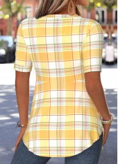 Yellow Plaid Curved Hem Fake Two Piece Twinset | thumb picture 