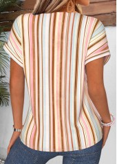 Multi Color Striped Tummy Coverage Short Sleeve T Shirt | thumb picture 