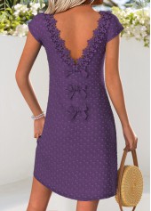 Dark Purple Short Tummy Coverage V Neck Dress