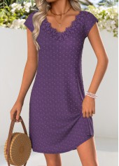 Dark Purple Short Tummy Coverage V Neck Dress | thumb picture 