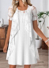 White Tummy Coverage Long Sleeve Dress and Cardigan