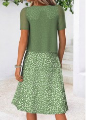 Green Ditsy Floral Print Tuck Stitch Dress and Cardigan | thumb picture 