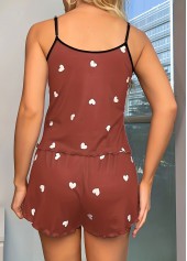 Terracotta Heart Print Strappy Lounge Top and Shorts | thumb picture 