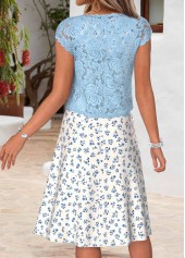 Light Blue Ditsy Floral Print Two-piece Dress and Cardigan | thumb picture 