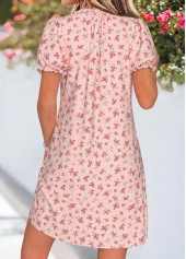 Light Pink Ditsy Floral Print Short Tuck Stitch Dress | thumb picture 
