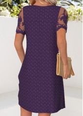 Purple Short Patchwork Square Neck Dress | thumb picture 